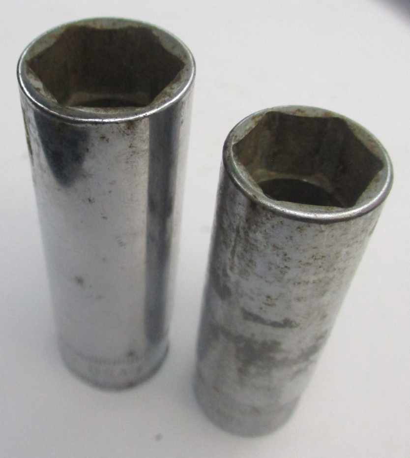 Vintage Snap on 2pc 3/8″ Drive Metric SFSM16 16mm SFSM17 17mm Deep Sockets USA