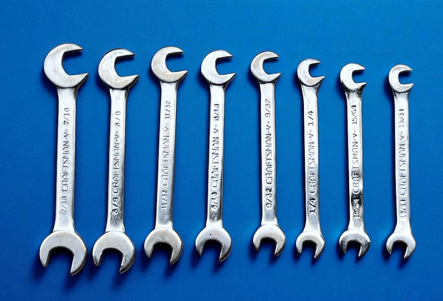 Sears Craftsman Tools USA 8 Piece Open-End 4 Way Offset Ignition Wrench Set 4306