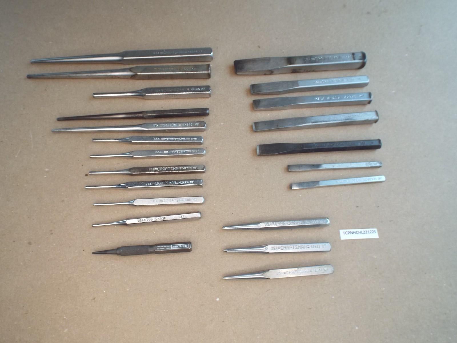 VTG 22 Pc Craftsman Chisel, Punch, Pin Punch Lot USA for Parts / Repair – (Read)