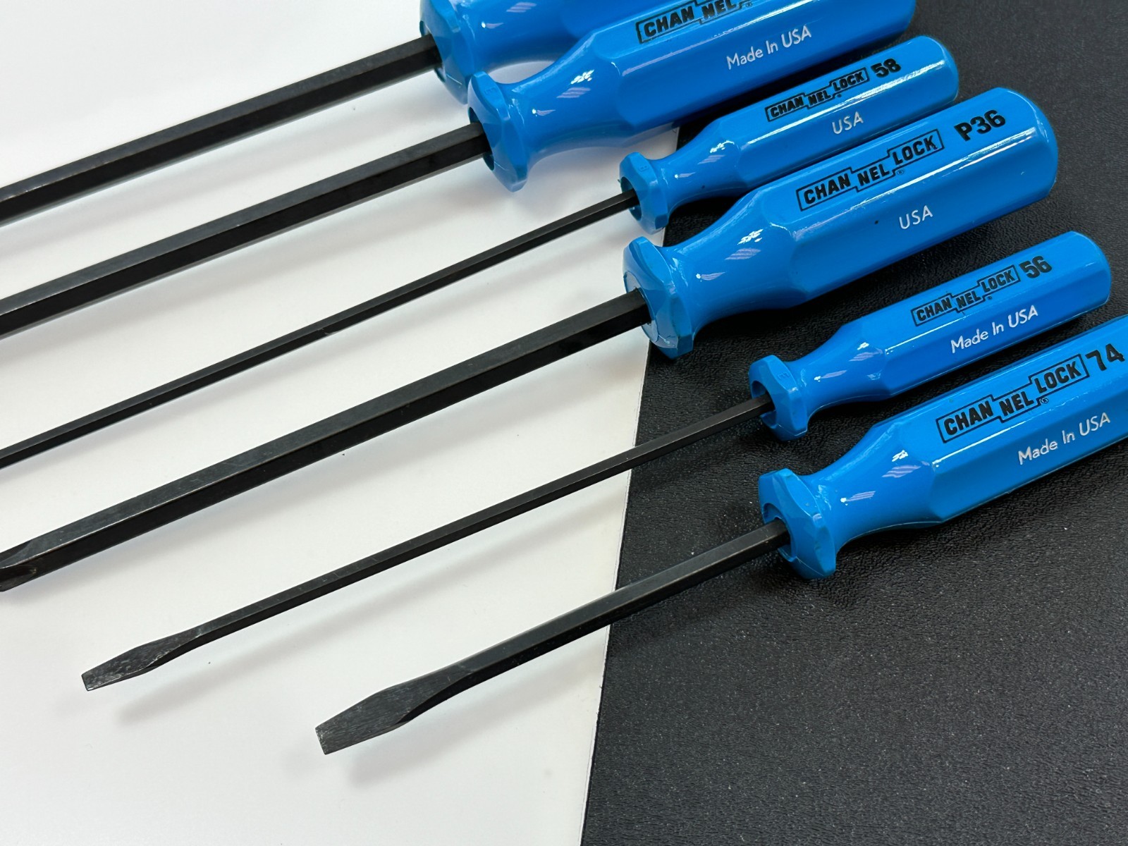 🇺🇸 Channellock Tools USA 6pc Flat Slotted & Phillips Screwdriver Set Lot, Blue
