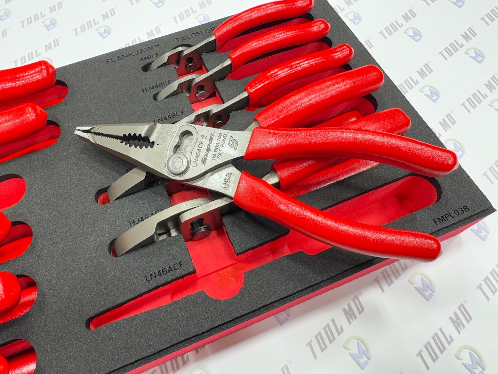 Snap-on Tools USA NEW RED 12pc Master Slip Joint Pliers Foam Set PLSJ1200FR