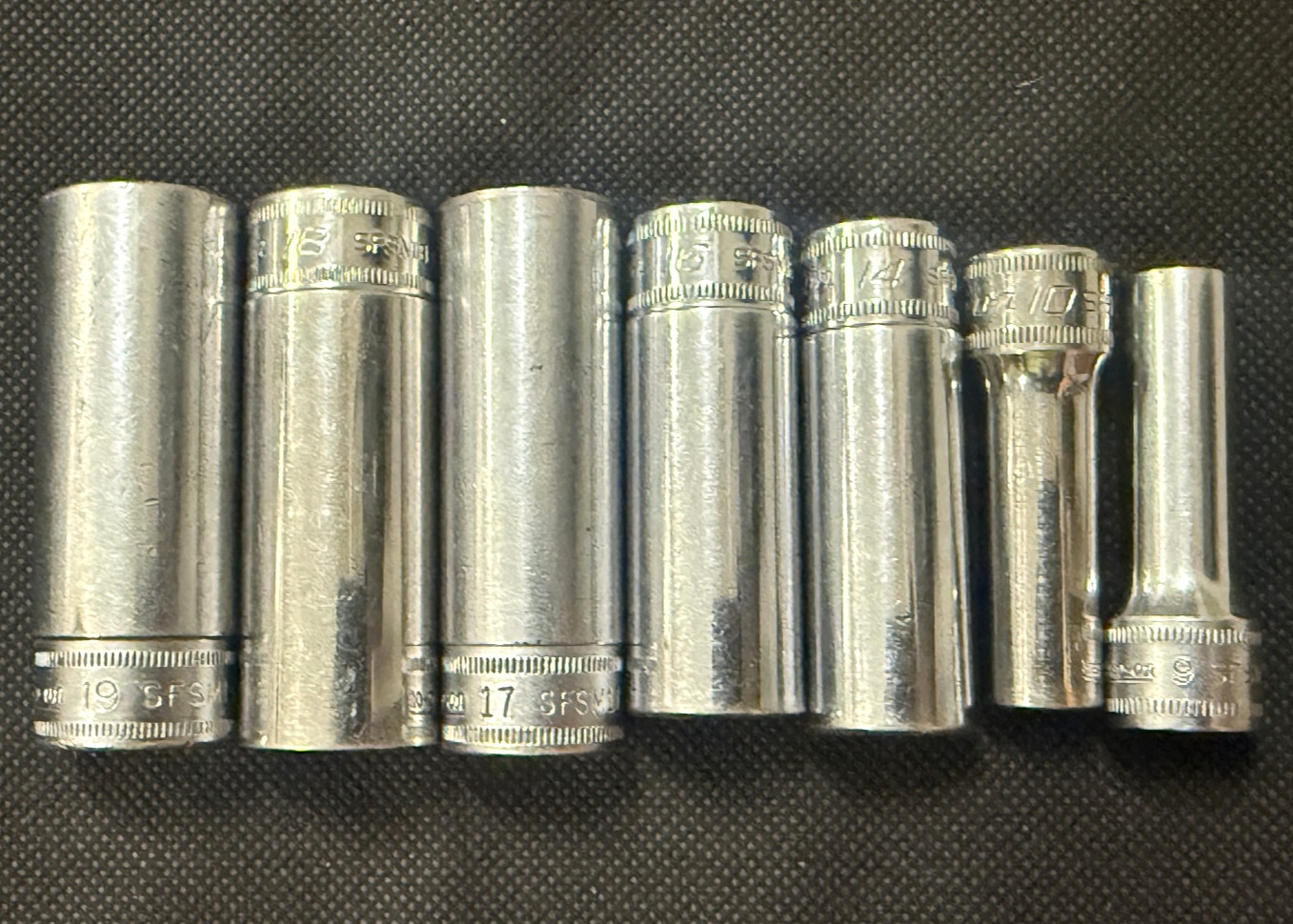 Snap-on 3/8” Drive 9mm 10mm 14mm 16mm 17mm 18mm 19mm Deep Impact Socket Set 6pt