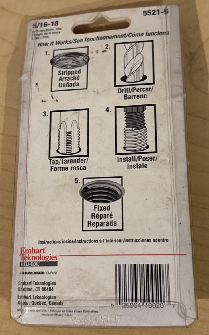 HeliCoil 5521-5 Thread Repair Kit 5/16-18 Coarse Thread Inserts NOS Free Ship