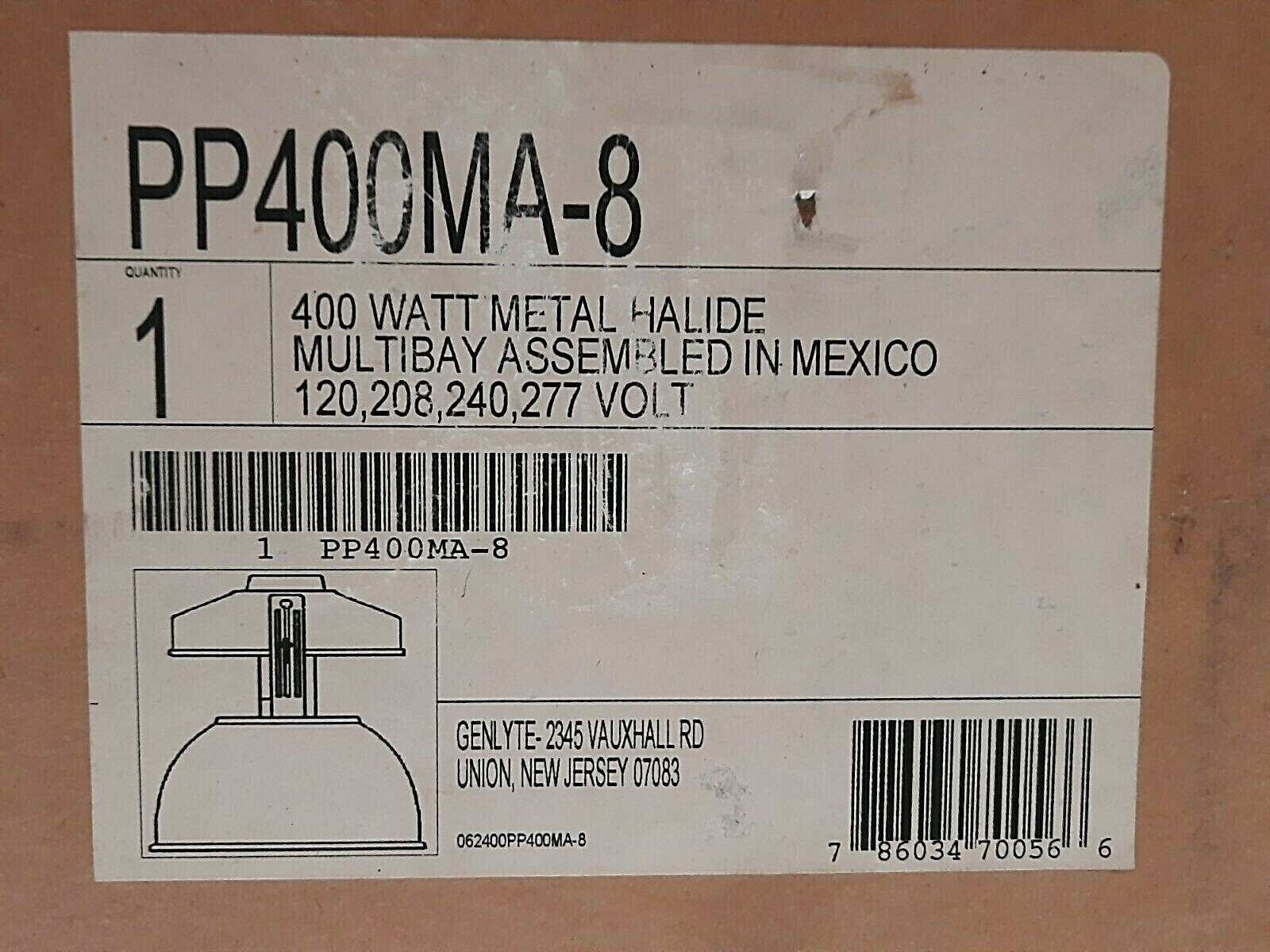 GENYTE METAL HALIDE M59 LAMP, 400W, 60 HZ, 120/277V PP400MA-8
