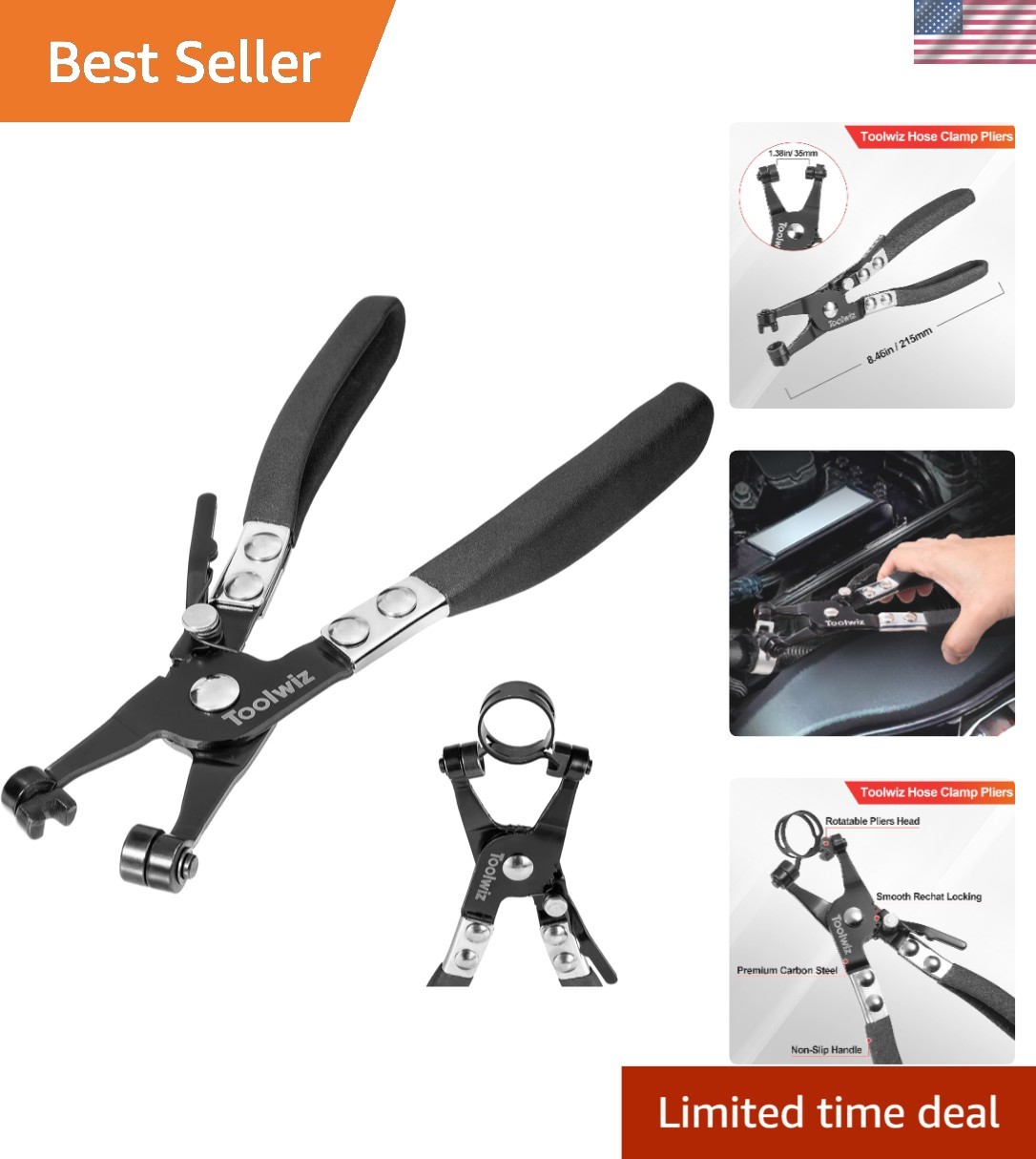Heavy Duty Hose Clamp Pliers – Durable Tool with Locking Device & Non-Slip Grip