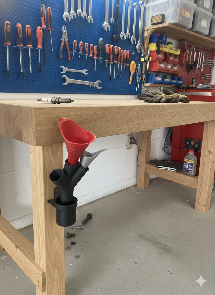 Funnel Holder/Drip Drain Removable Cup Wall Mount Or Workbench Accessory
