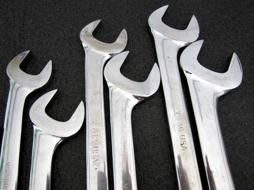 Vintage Snap-on 14pc SAE 4 Way Angle Open End Wrench Set VS814A Underline USA
