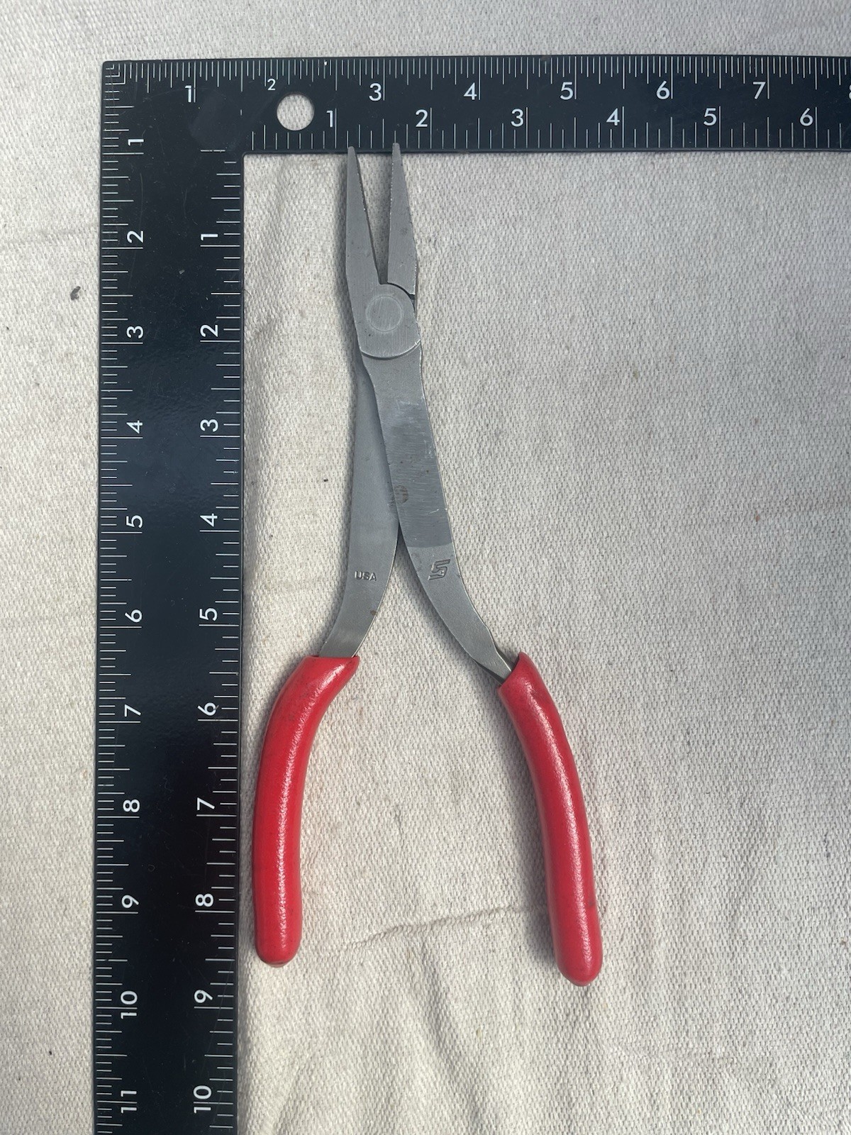 Snap On 61CF Duck Bill Pliers Red Soft Grip Handles
