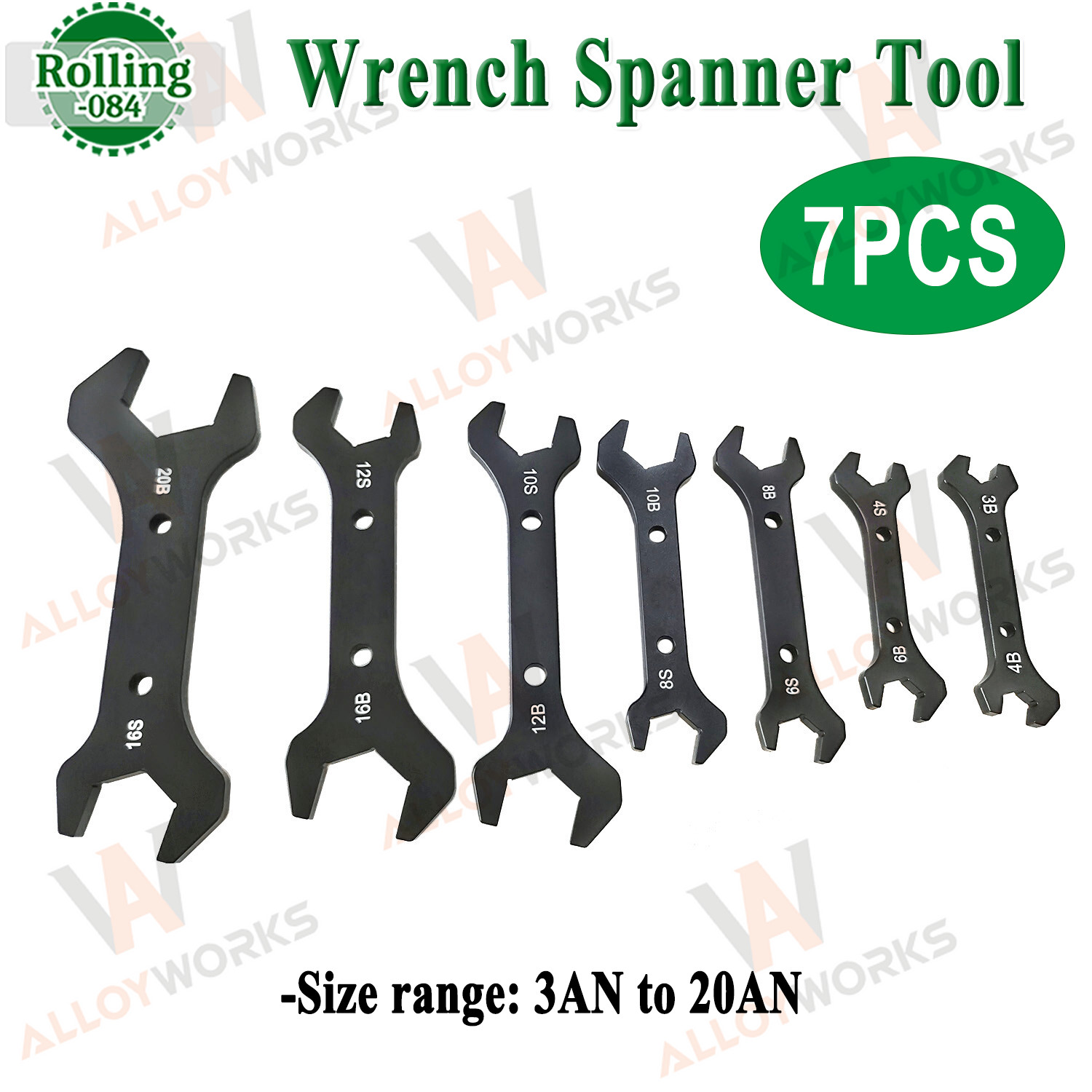 Aluminum 7 x Double Hose Ended Wrench Spanner Tool Kits Anodized AN3 to AN20-