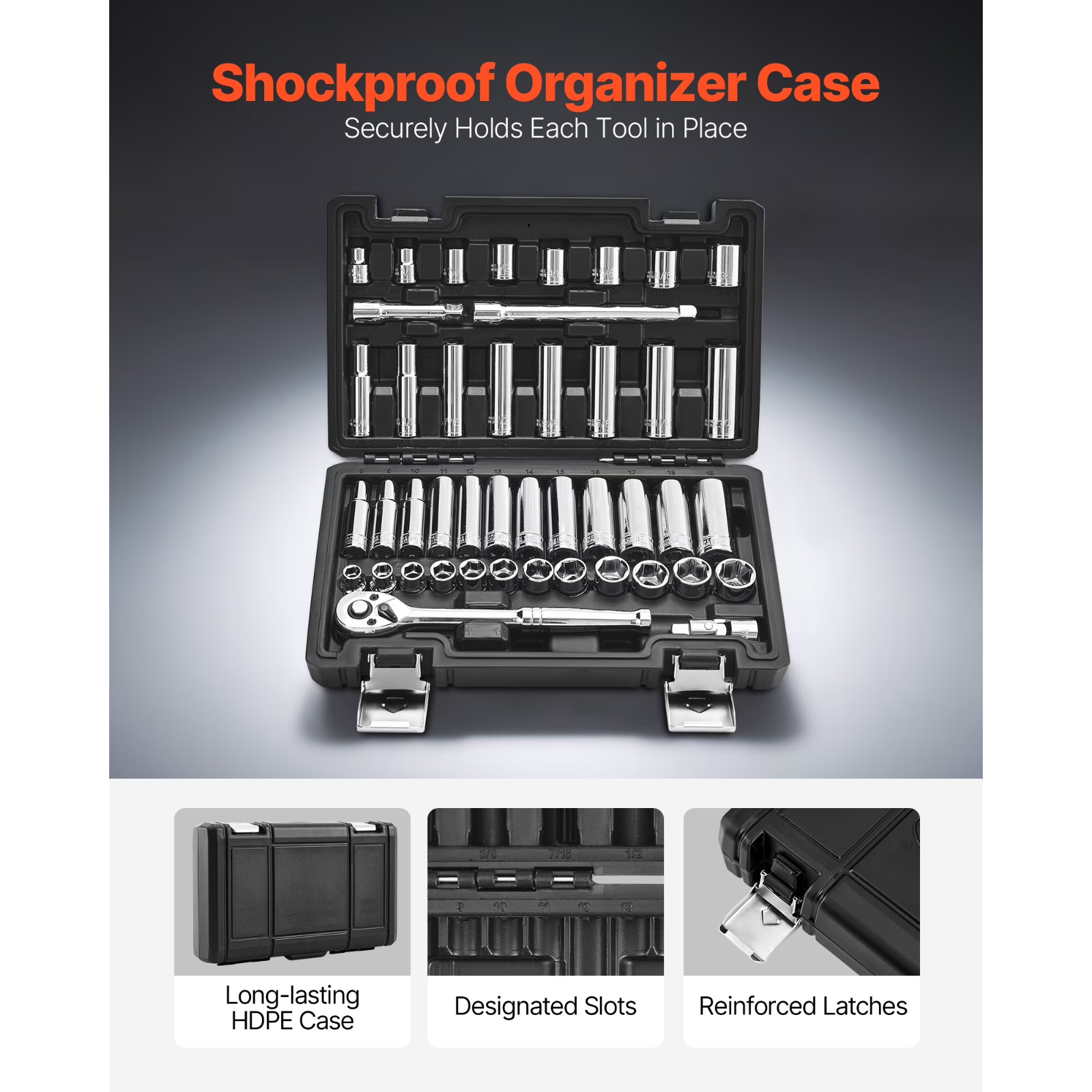 44-Piece Socket Set , 3/8-Inch Drive, SAE & Metric Sizes, Deep & Shallow Sockets