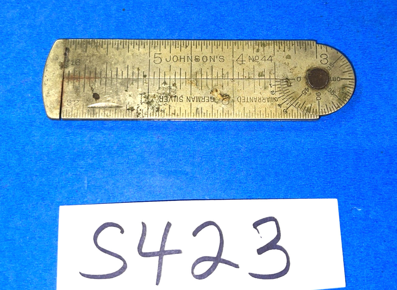 RARE JOHNSONS TOOLS 3-3/4 LONG No. 44 GERMAN SILVER CALIPER RULE 1-8-1907
