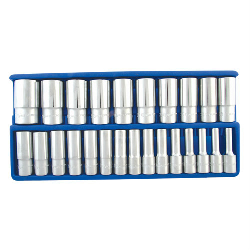 25 Pcs 1/2″ Dr. Six-Point 8~36 mm Metric Deep Hand Socket Set DS-425M