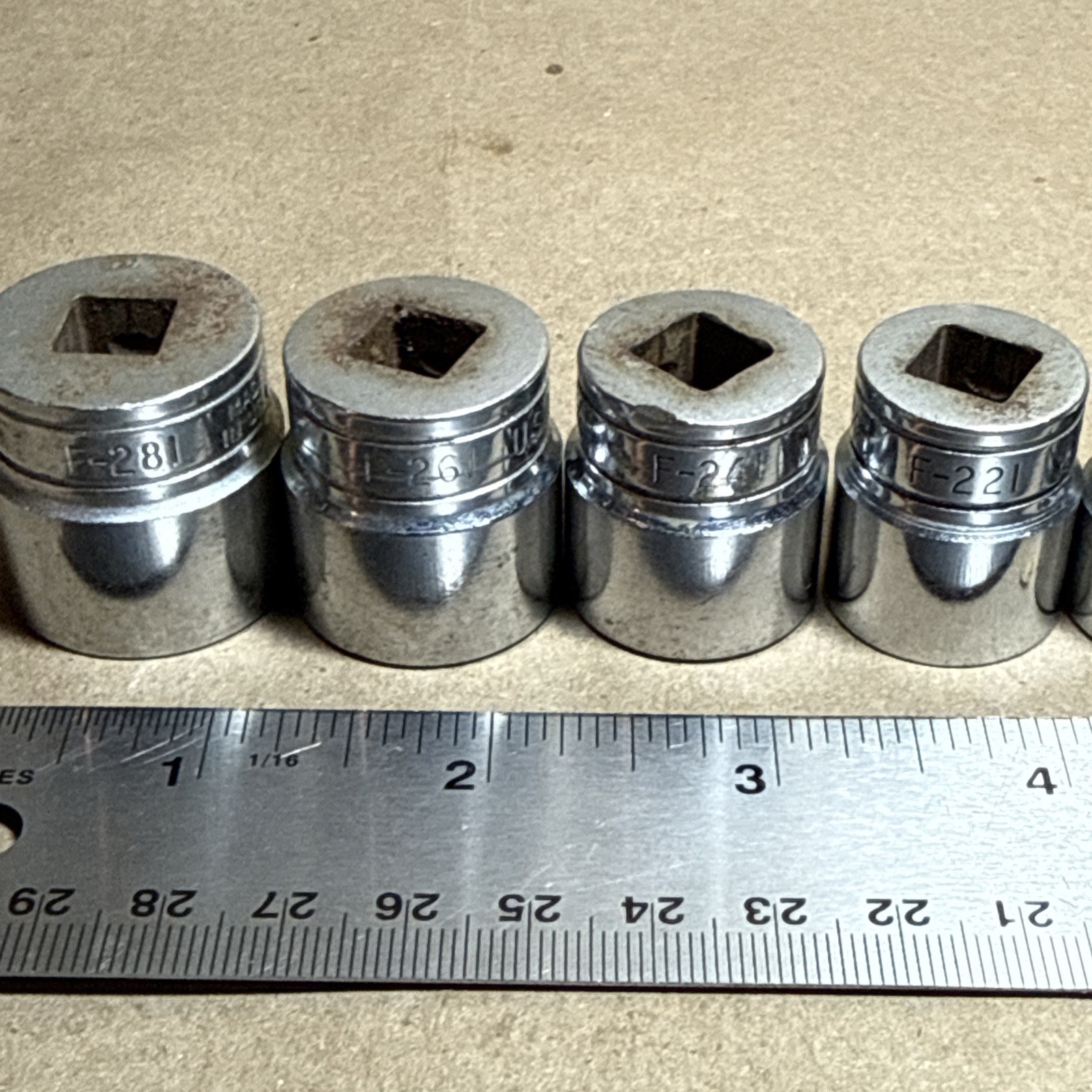 Lot 9 Snap On Sockets 3/8″ Drive Plus Swivel F-281 Through F-141,FS-101