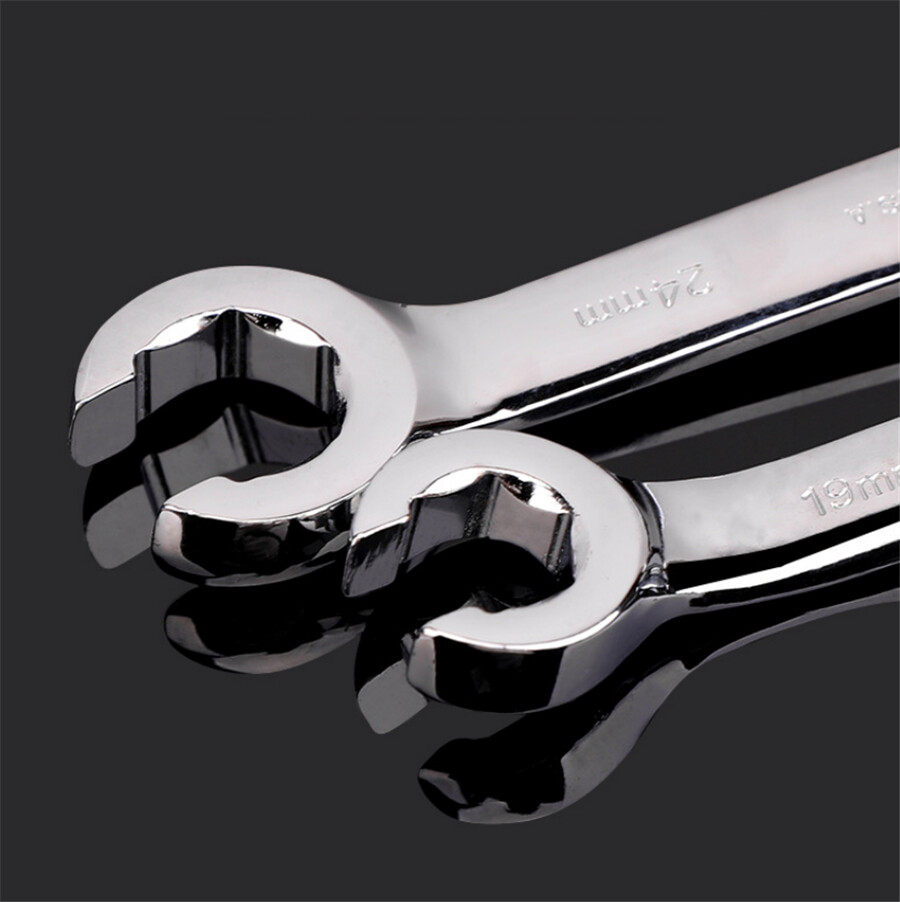 6Pcs 6mm-19mm 6 Point Chrome Vanadium Steel Metric Flare Nut Spanner Wrench Set