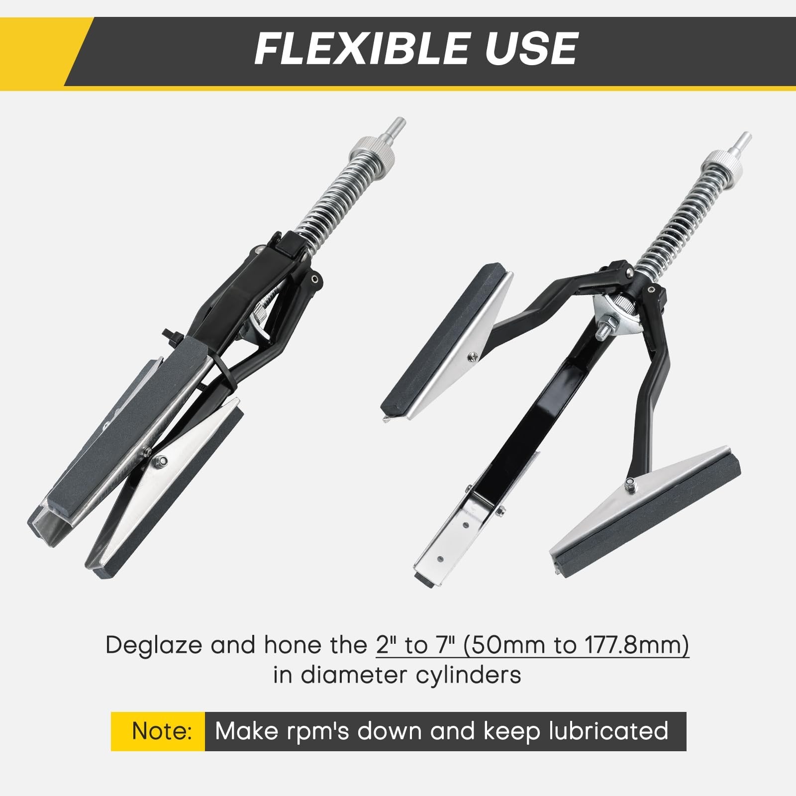 Adjustable Engine Cylinder Hone Tool | 2″ to 7″ Diameter, 3 Extra 4″ Stones, 220