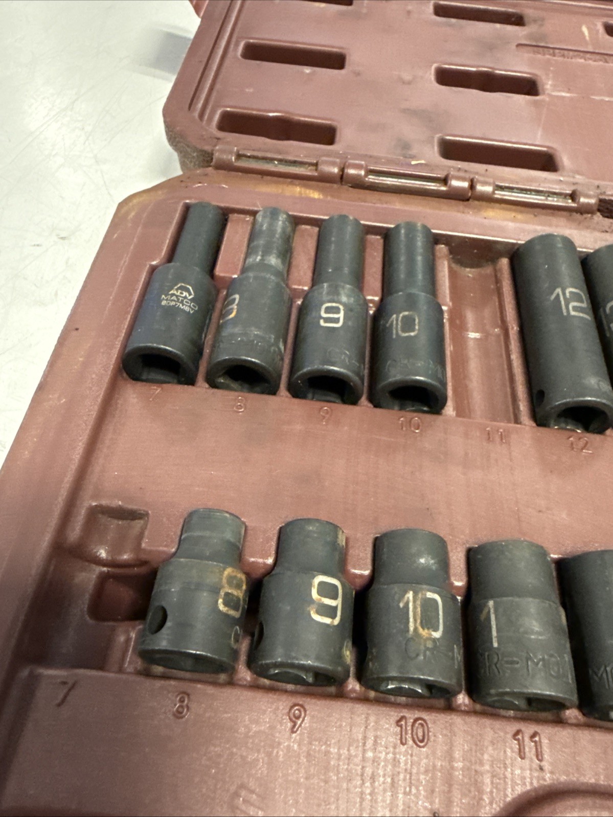 Matco ADV 26 Piece 6 Point Shallow & Deep Impact Socket Set 7mm-19mm Missing 2 C