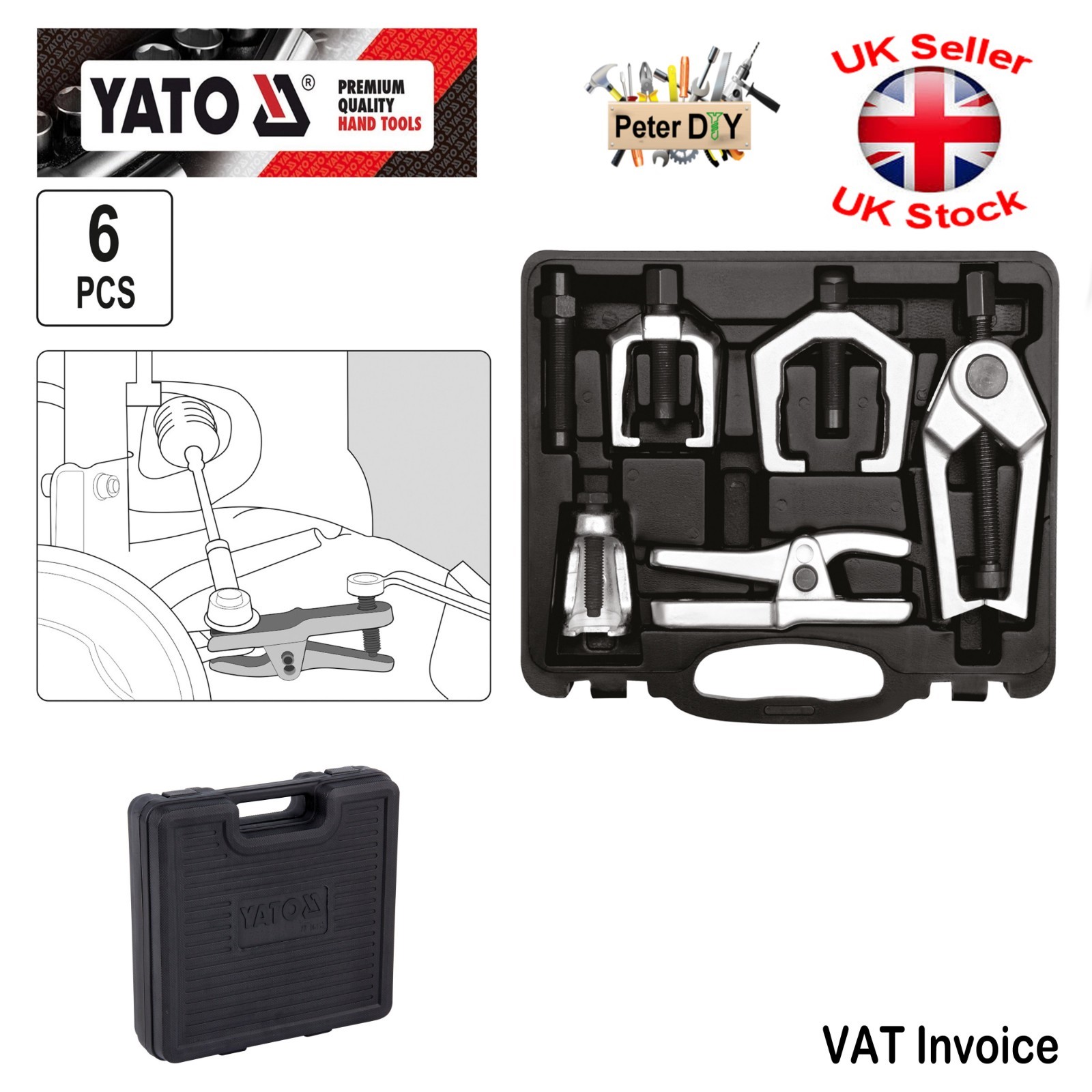 Yato Professional 6pcs FRONT END BALL JOINT SPLITTER Separator Tie Rod EndLifter