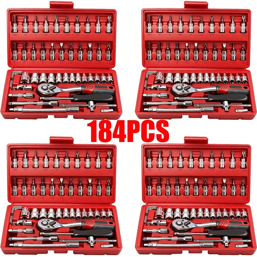184-piece set of compressor motorcycle repair and maintenance utility ratchet so
