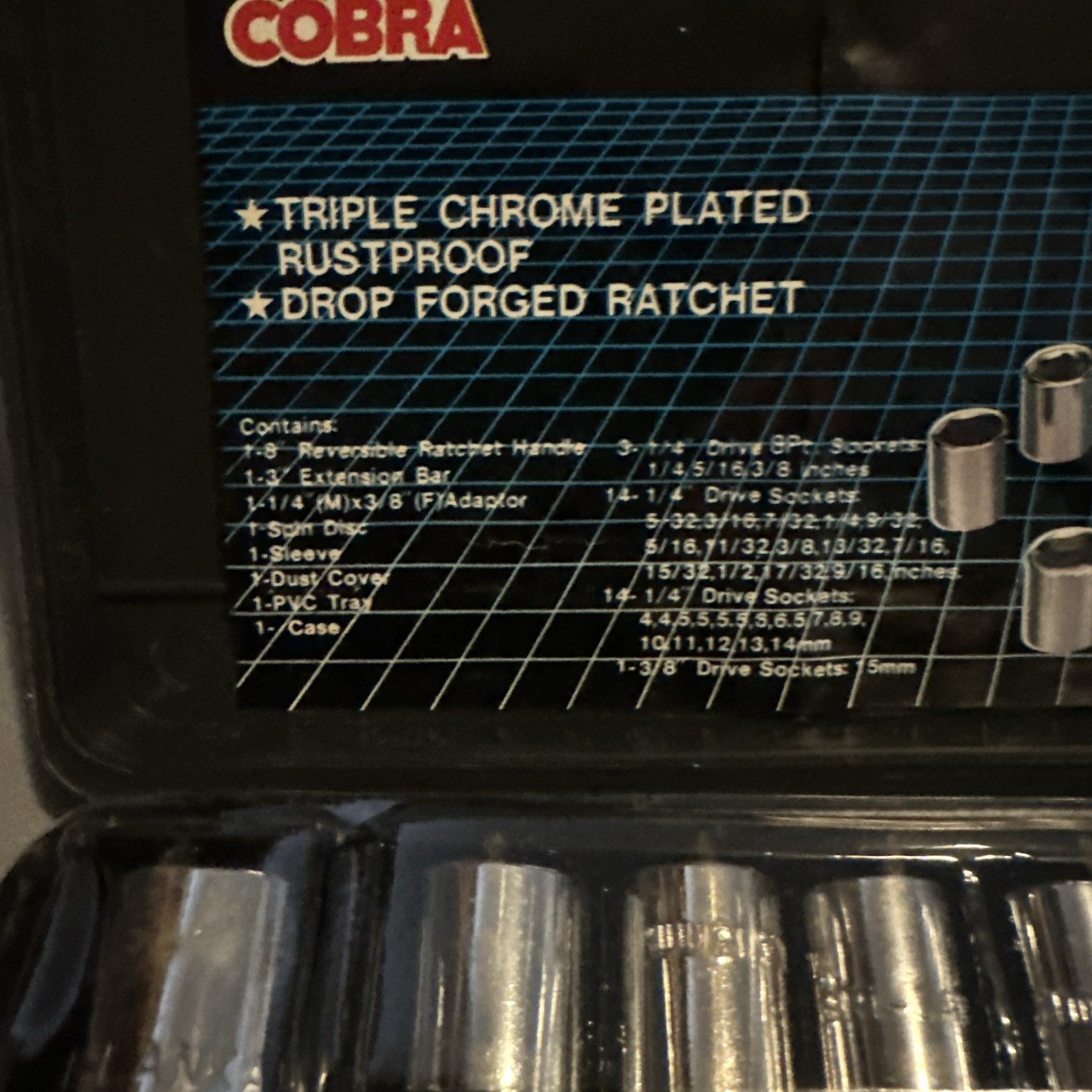 Cobra 40 pcs. Socket Wrench Ratchet Set Tool with Case COMPLETE