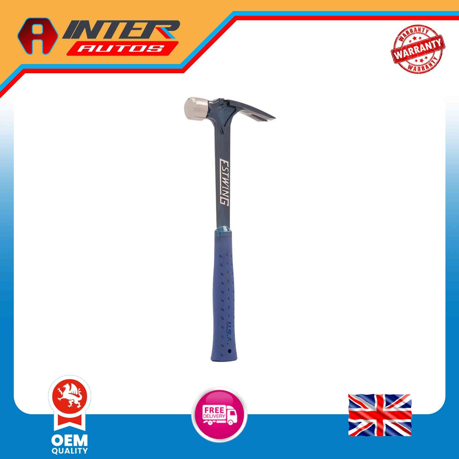 Draper Estwing E6-19S Ultra Series Smooth Face Framing Hammer, 19oz-538g, 15.5″