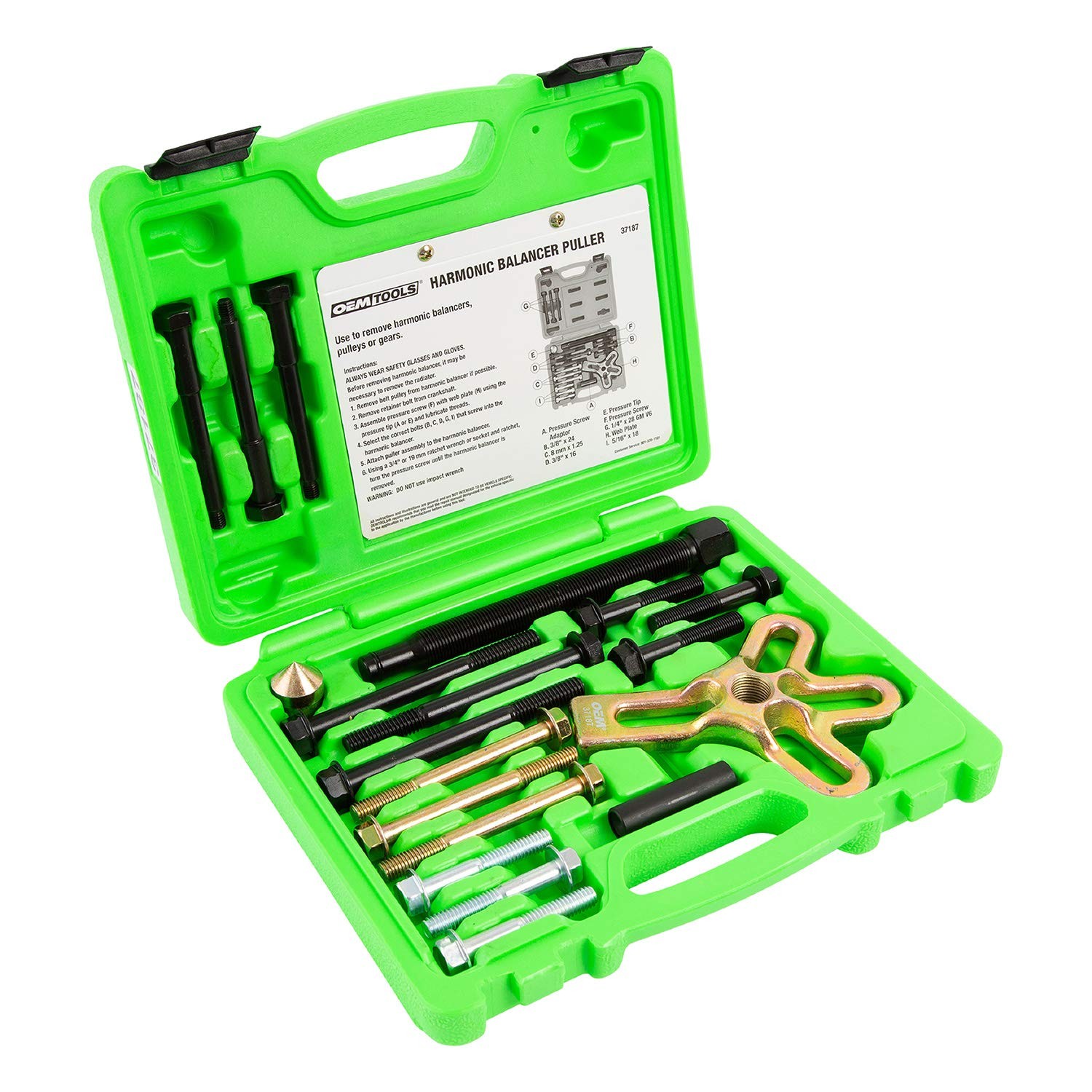 OEMTOOLS 37187 Harmonic Balancer Puller Kit, Removes One Size, Multi
