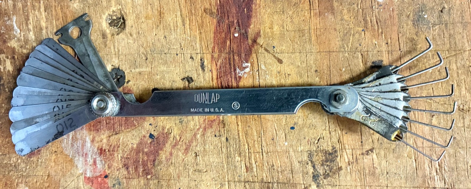 Vintage Dunlap Feeler Gauge & Wire Spark Plug Gap Gauge Made in USA
