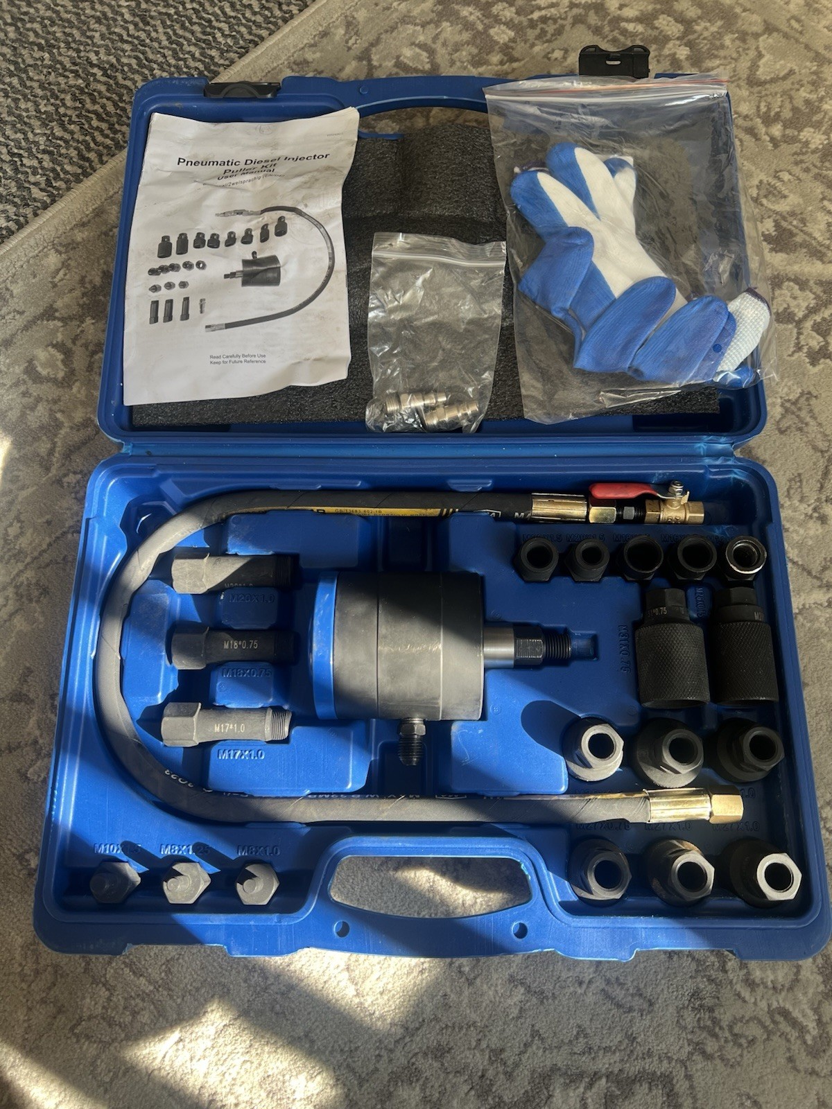 OMT 24pcs Pneumatic Injector Puller Set for Diesel Engines 5-8 Bar Air Vibration