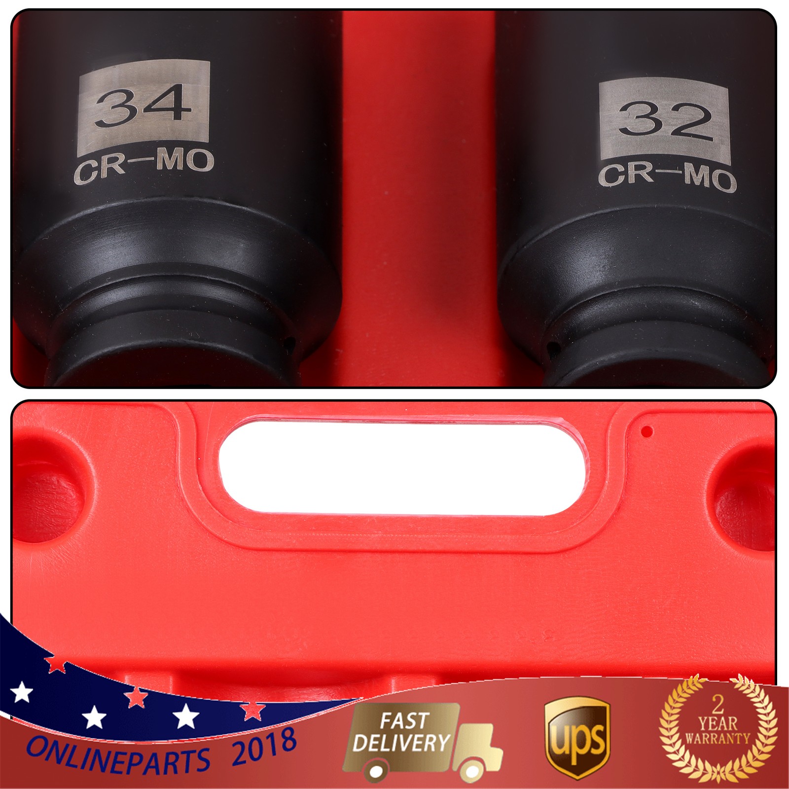 4Pcs Drive Spindle Axle Nut Socket Set 1/2″ 12 Point 30mm 32mm 34mm 36mm