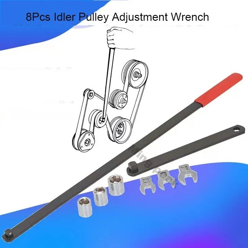 Belt Reel Removal Tool Idler Pulley wrench Belt Tensioner adjuster Lever 8pcs