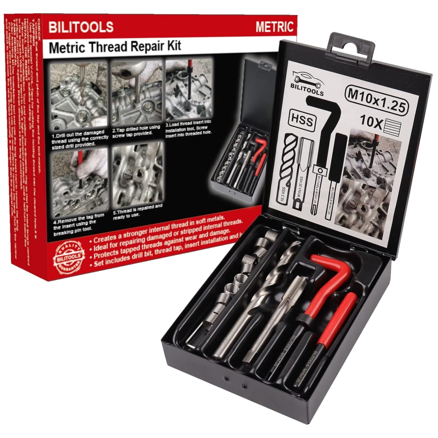 M10x1.25 Thread Repair Kit – Metric HSS Drill Set