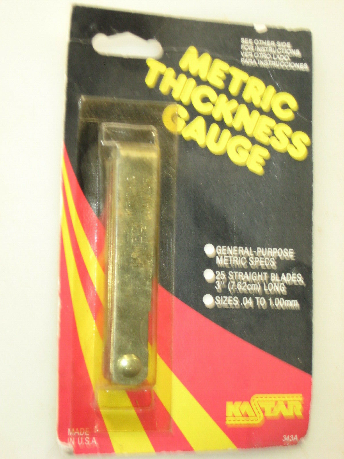 NEW GENERAL-PURPOSE METRIC THICKNESS, FEELER GAUGE, USA, KASTAR #343A