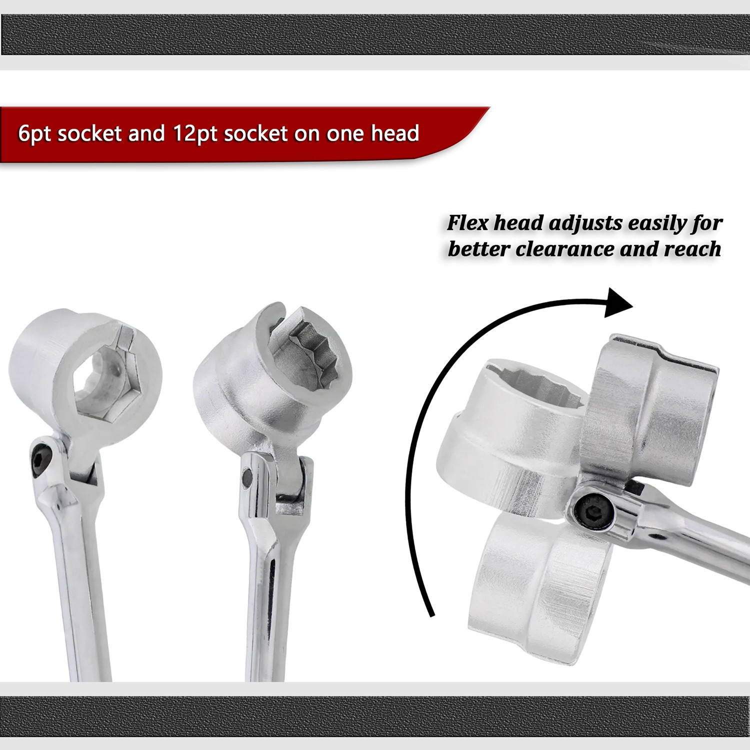 Double Sided Flexible O2 Sensor Wrench, 6 and 12 Point Socket Head 7/8″ (22mm)
