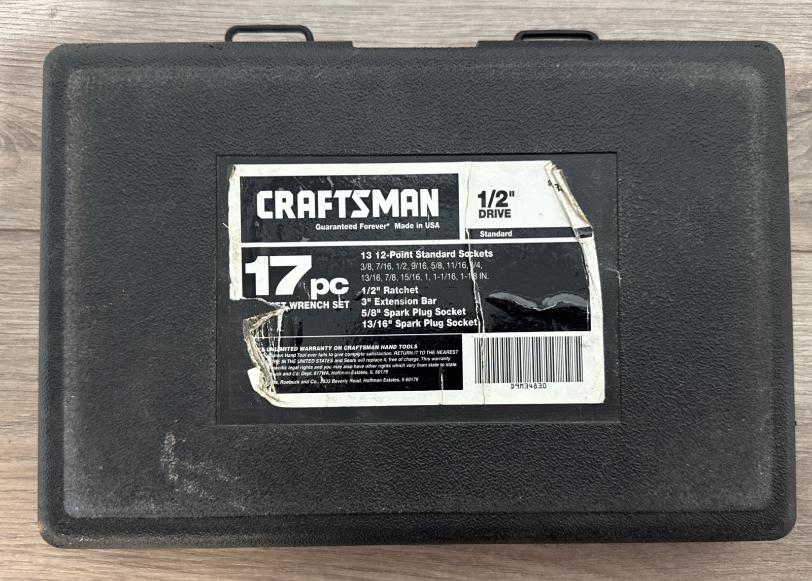 Sears Craftsman 34830 1/2” Drive Socket Ratchet Set 16 Pc Metric 12 Pt USA