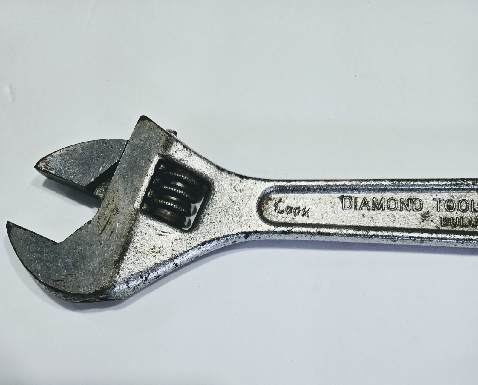 Vintage Diamond Tool USA 12″ 300 MM Adjustable Wrench Diamalloy Horseshoe Etch