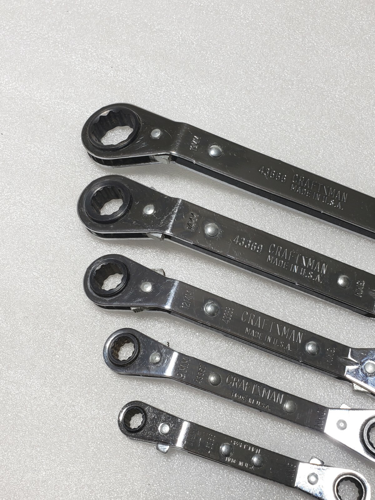 5 Pcs.- Craftsman Metric 12 Pt. Offset Box End Ratcheting Wrench Set 7mm. – 21mm