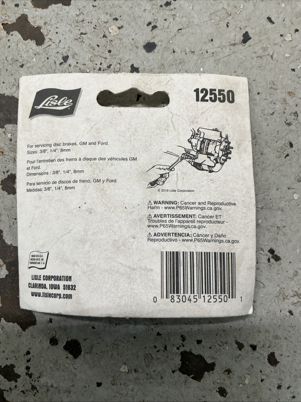 1/4″ 3/8″ 8 MM Hex Brake Caliper Bits set 3/8″ drive Made in USA Lisle 12550