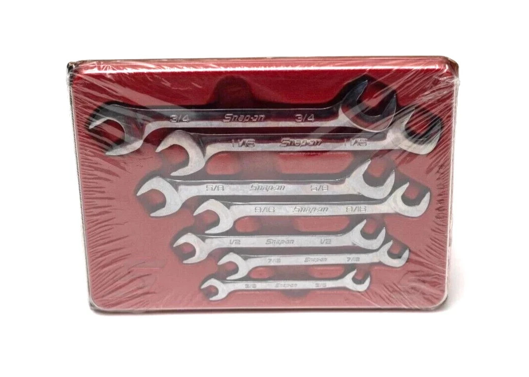 Snap-on Tools SVS807A 7pc SAE 3/8″-3/4″4-way Angled Head Open Wrench NEW USA