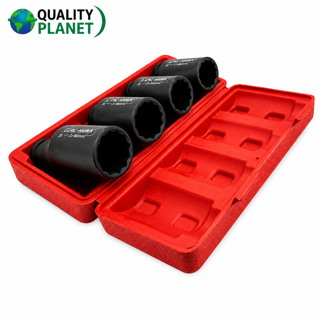 4pc 1/2″ Dr Deep Spindle Axle Nut Socket Set 12 POINT METRIC 30mm 32mm 34mm 36mm