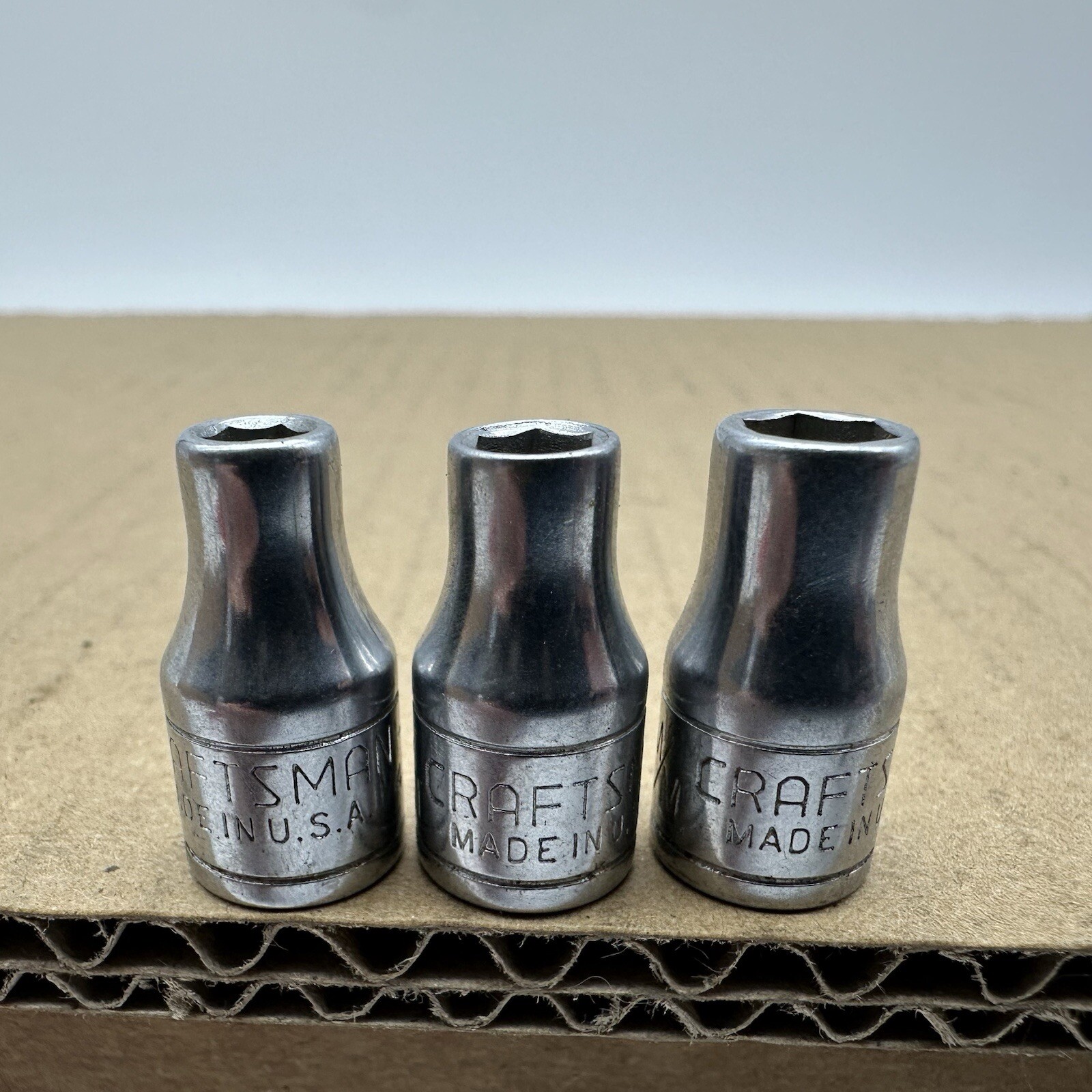 3 Vtg CRAFTSMAN VV Socket 4 5 6mm 6 Point 1/4″ DriveMade USA 43505 43501 43502