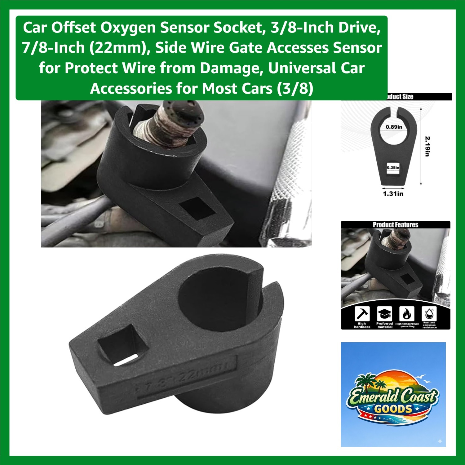 High-Quality Carbon Steel Oxygen Sensor Socket 3/8-Inch Drive Universal Fit