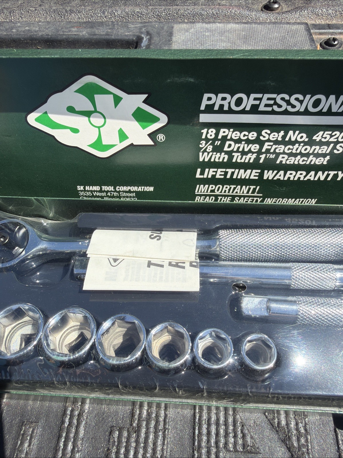 Rare Sk Tools USA 4520t 18pc Socket Tuff1 Ratchet Set SAE S-K Metal Case