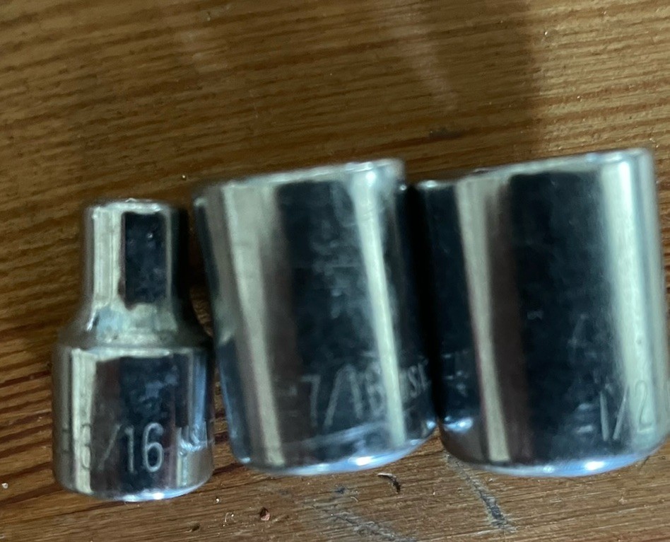 3/16”, 7/16”, 1/2” Sockets. USA. Possibly Sears