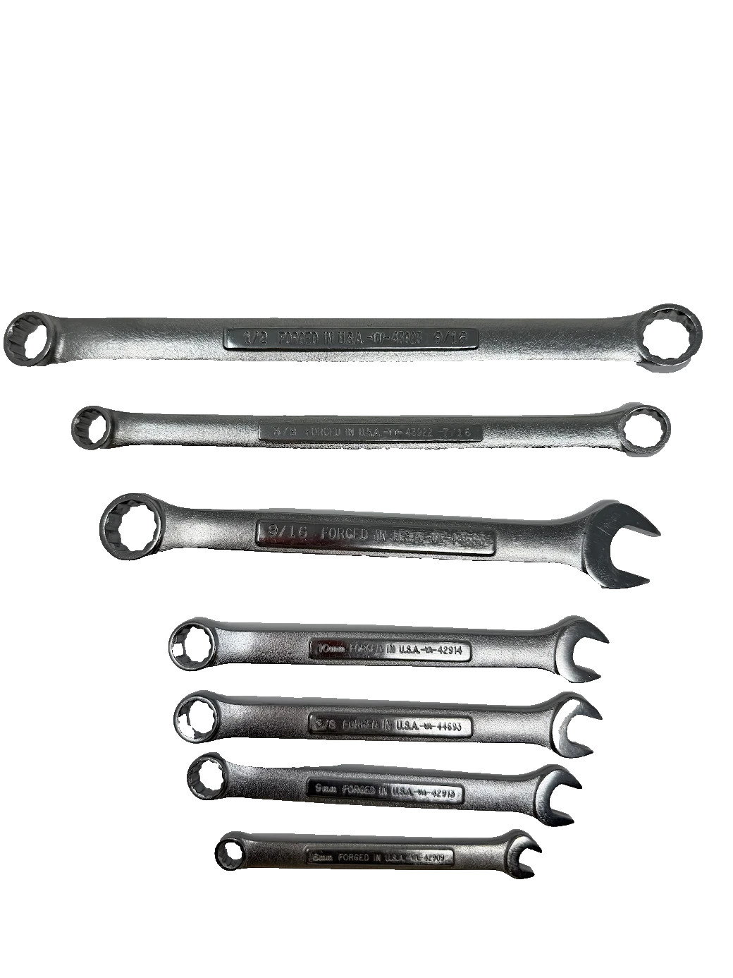 Craftsman Wrench Lot Mixed SAE & Metric Set Offset Box & Open End, 7 Pcs