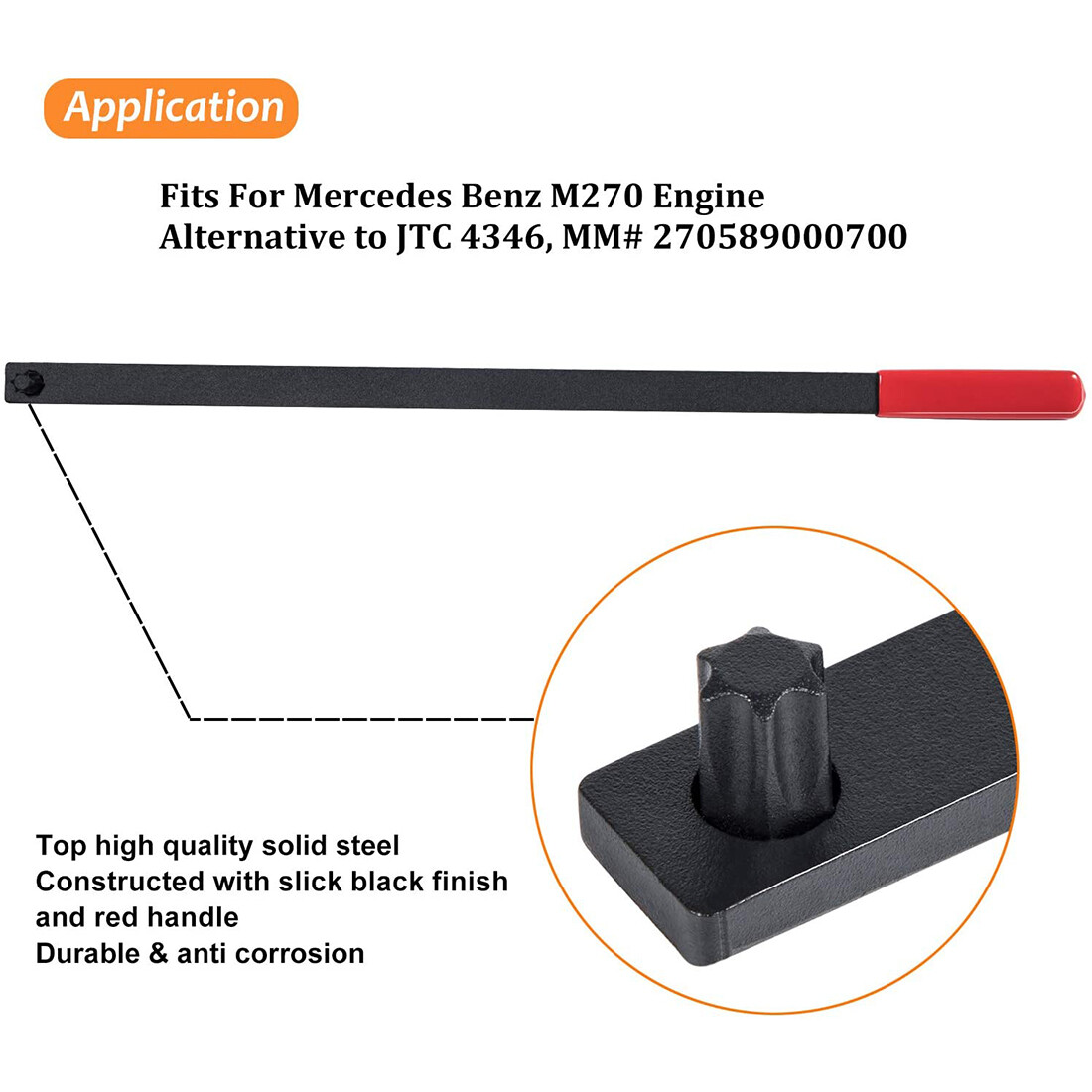 Vehicle Ratcheting Serpentine Belt Wrench Tool For Mercedes Benz M270, JTC 4346