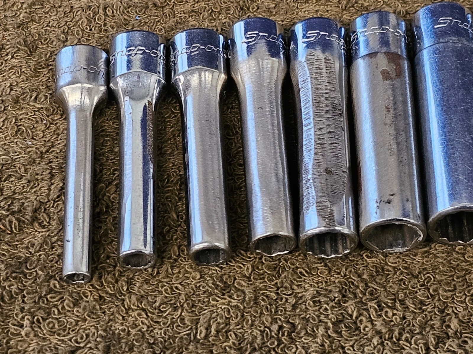 8 Snap on Deep Well Socket Set 1/4″ Drive Sae 7/16 3/8 11/32 5/16 7/32 3/16 STM