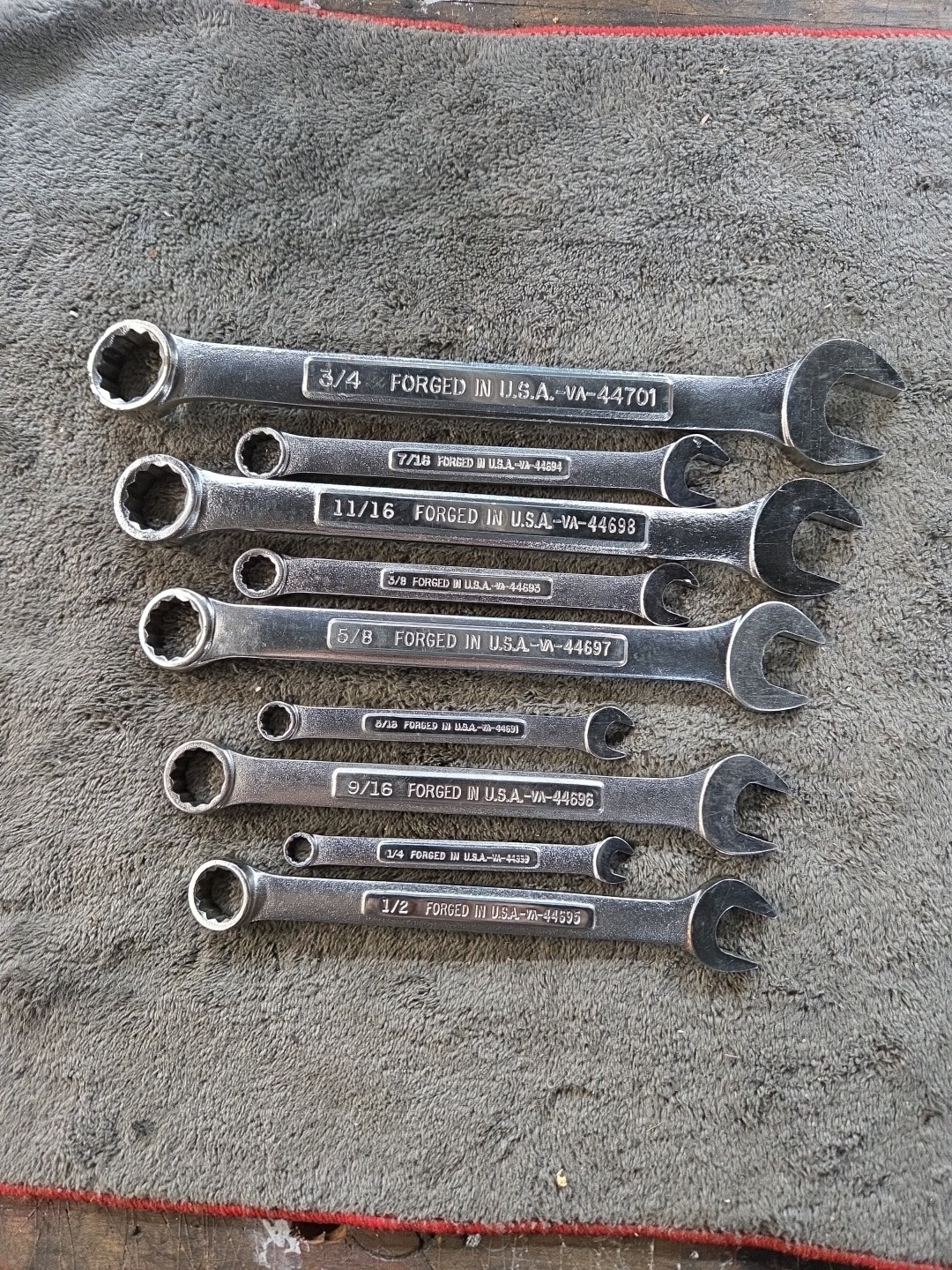 Craftsman SAE Combination Wrench Set of 9 Pieces VA Series USA VGC