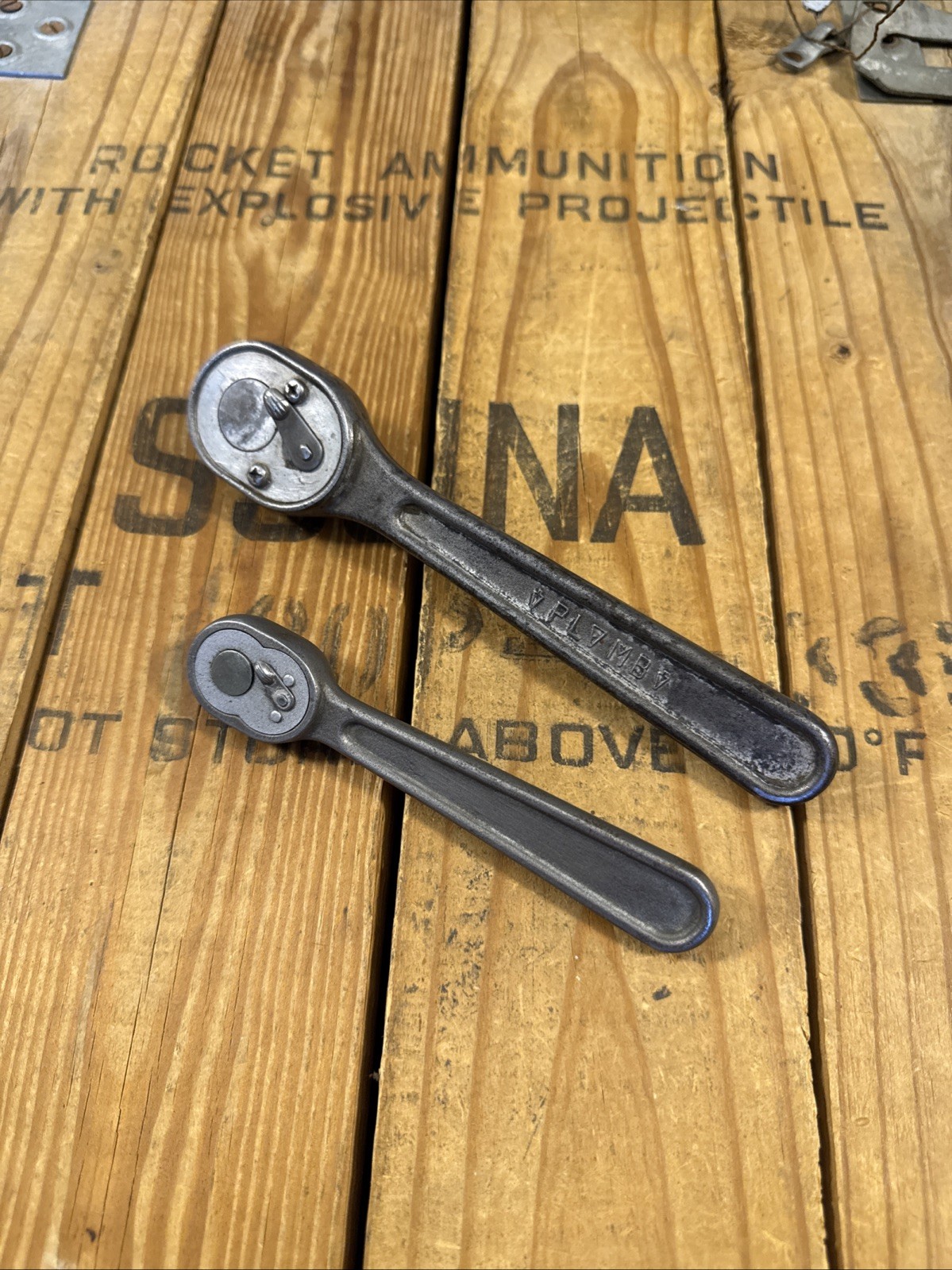 Plomb WF-21 3/8” + WF-8S 1/4″ Drive Ratchet Rare WWII-Era Pair Wright Field USA