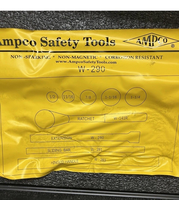 Vintage Ampco W-290 9-Pc Non-Sparking Safety Socket Set 1/2″ Drive COMPLETE