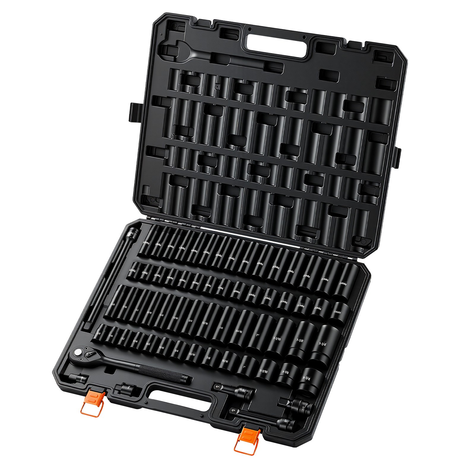 Uimoso 65-Piece 1/2″ Drive Impact Socket Set with 6-Point Design & Case