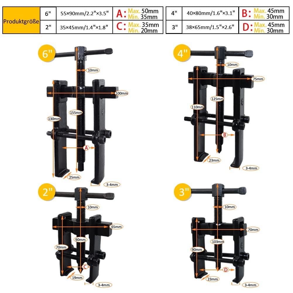 Bearing Puller 4 Piece Ball Bearing Puller with 2 Jaws, Adjustable Bearing Puller…